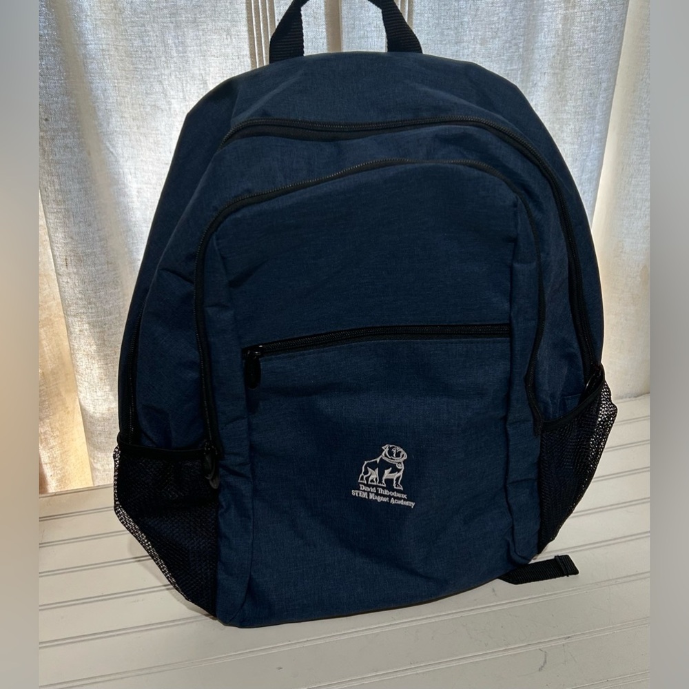 Boys Men’s Blue Backpack 4 Imprint Monogrammed David Thibodeaux Stem Academy NEW